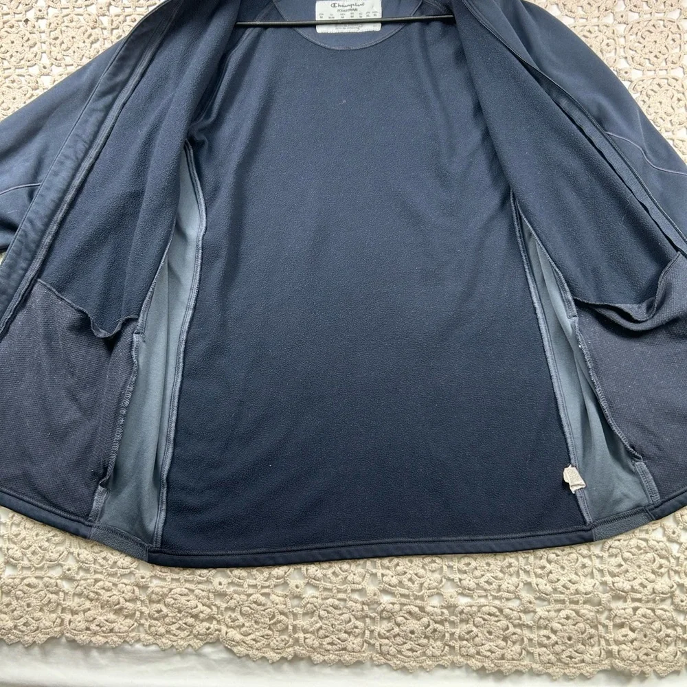 Champion Double Dry Full Zip Jacket Navy Blue Graphic Santa Peace Sign  Size M